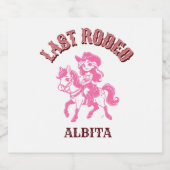 last rodeo pink cowgirl bachelorette party スパークリングワインラベル (シングルラベル)
