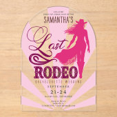 Last Rodeo Pink Cowgirl Nash Bash Bachelorette アクリル招待状 (正面)