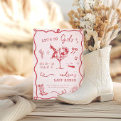 Last Rodeo Pink & Red Western Cowgirl Bachelorette 招待状
