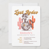 Last Rodeo Retro Pink Cowgirl Bachelorette Party 招待状 (正面)
