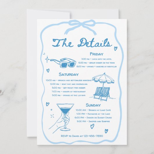 Last Sail Before the Veil Bachelorette Itinerary 招待状 (裏面)