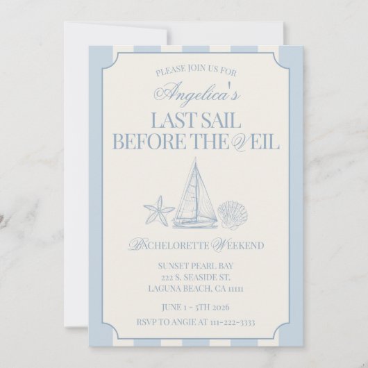 Last Sail Before The Veil Bachelorette Itinerary & 招待状 (正面)
