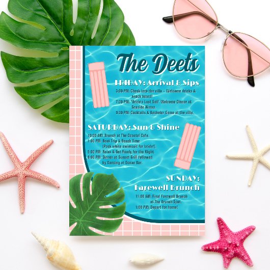 Last Splash Bachelorette Weekend Party Itinerary 招待状