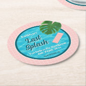 Last Splash Bachelorette Weekend Pool Party ラウンドペーパーコースター (アングル)