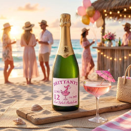 Last Splash Mermaid Bachelorette Personalized スパークリングワインラベル