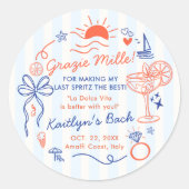 Last Spritz Amalfi Coast Bachelorette Party Favor ラウンドシール (正面)