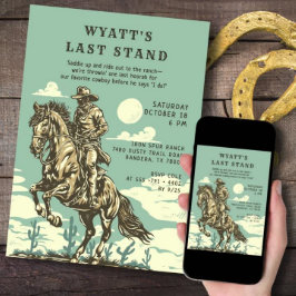 Last Stand Western Bachelor Party Cowboy Rustic 招待状