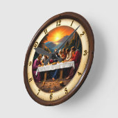 Last Supper Scenic Sunset ラウンド壁時計 (傾斜)