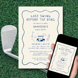  Last Swing Before the Ring Bachelor Party Blue 招待状