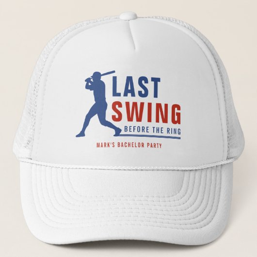 Last Swing Before the Ring Baseball Bachelor Party キャップ (正面)
