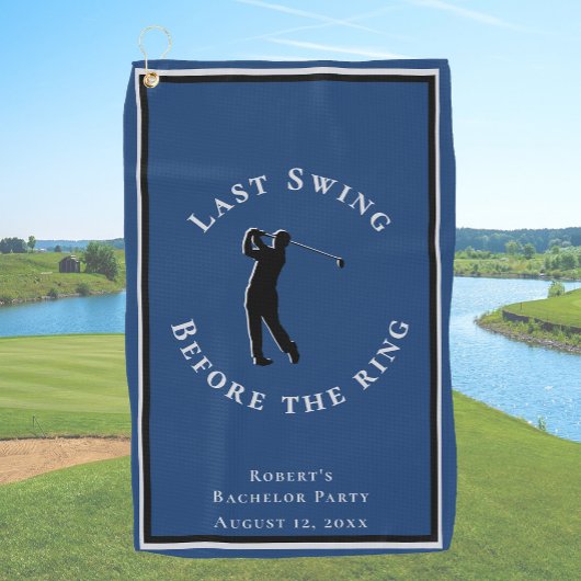 Last Swing Before The Ring Blue Bachelor Party ゴルフタオル