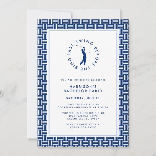  Last Swing Before the Ring Golf Bachelor Blue 招待状 (正面)