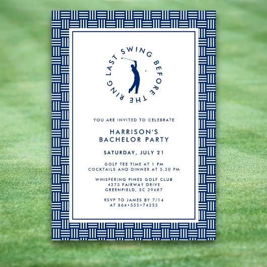  Last Swing Before the Ring Golf Bachelor Blue 招待状