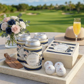 Last Swing Before the Ring Navy Blue & Gold Floral 缶クーラー