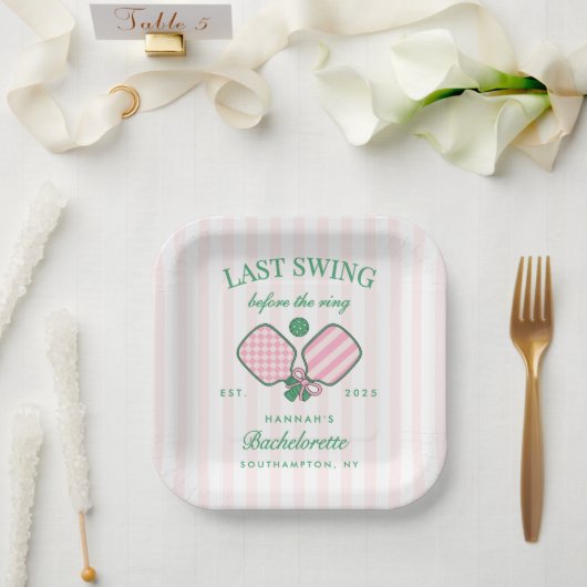 Last Swing Before The Ring Pickleball Bach Weekend ペーパープレート (ウェディング)