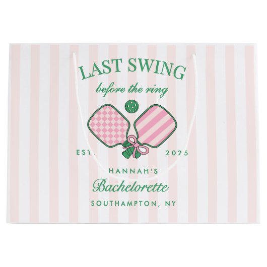 Last Swing Before The Ring Pickleball Bach Weekend ラージペーパーバッグ (正面)