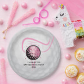 Last Swing Golf Bachelorette Pink  ペーパープレート (パーティー)