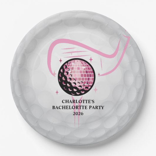Last Swing Golf Bachelorette Pink  ペーパープレート (正面)