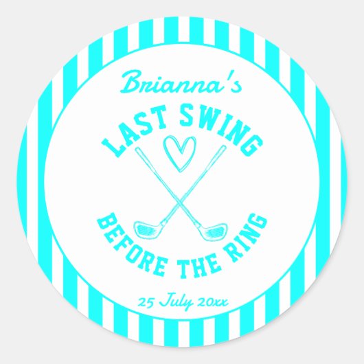 Last swing golf country club Bachelorette favor ラウンドシール (正面)