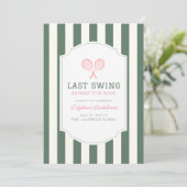 Last Swing Tennis Green Stripe Bachelorette 招待状 (スタンド正面)