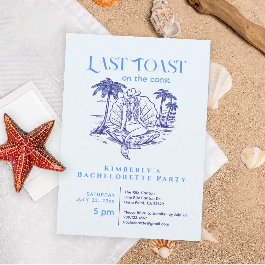 Last Toast Bachelorette Party Blue Mermaid  招待状