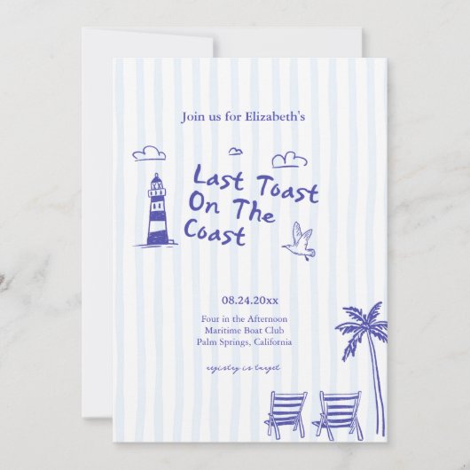 Last Toast On The Coast バチェラー・パーティー 招待状 (正面)