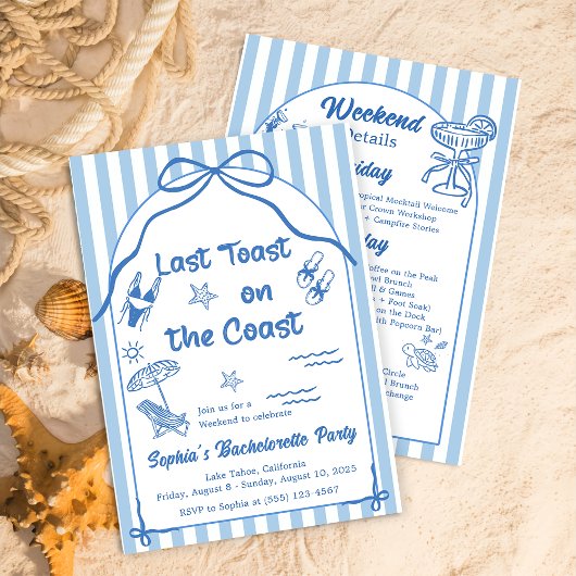 Last Toast On The Coast Bachelorette Weekend  招待状