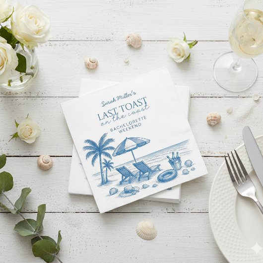 Last Toast on the Coast Beach Bachelorette Party  スタンダードカクテルナプキン