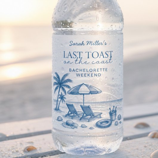 Last Toast on the Coast Beach Bachelorette Party ペットボトルラベル