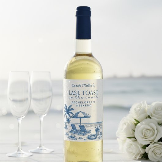 Last Toast on the Coast Beach Bachelorette Party  ワインラベル
