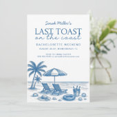 Last toast on the coast Beach Bachelorette Party 招待状 (スタンド正面)