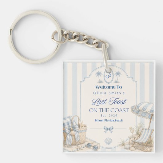 Last Toast on the Coast Beach Blue Bachelorette キーホルダー (正面)