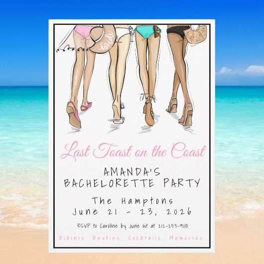 Last Toast on the Coast Beach Bride Bachelorette 招待状