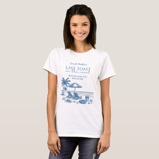Last Toast on the Coast Blue Bachelorette Party  Tシャツ (正面フル)