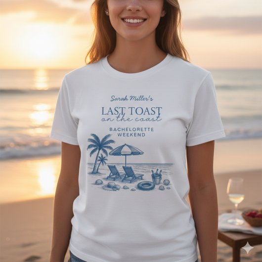 Last Toast on the Coast Blue Bachelorette Party  Tシャツ