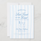 Last Toast on the Coast Drawn Stripes Bachelorette 招待状 (正面)