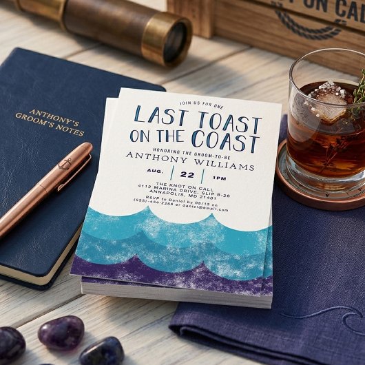 Last Toast on the Coast │Ocean Bachelor Party 招待状