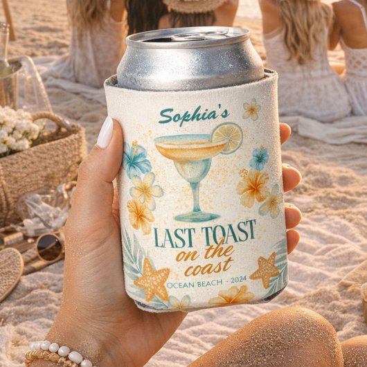 Last Toast on the Coast Personalized Tropical  缶クーラー