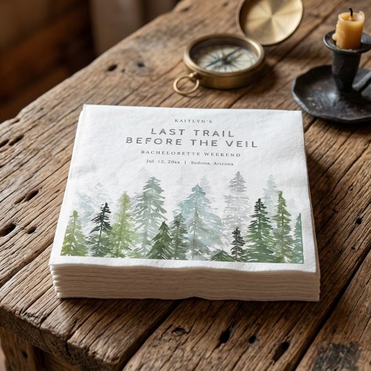 Last Trail Pine Forest Camping Bachelorette Party スタンダードカクテルナプキン