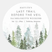 Last Trail Pine Forest Camping Bachelorette Party ラウンドシール (正面)