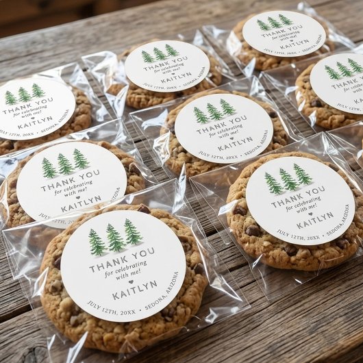 Last Trail Pine Forest Camping Bachelorette Party ラウンドシール