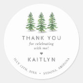 Last Trail Pine Forest Camping Bachelorette Party ラウンドシール (正面)