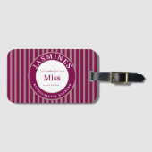Last Weekend Out Miss Burgundy Taupe Stripes  ラゲッジタグ (正面横)