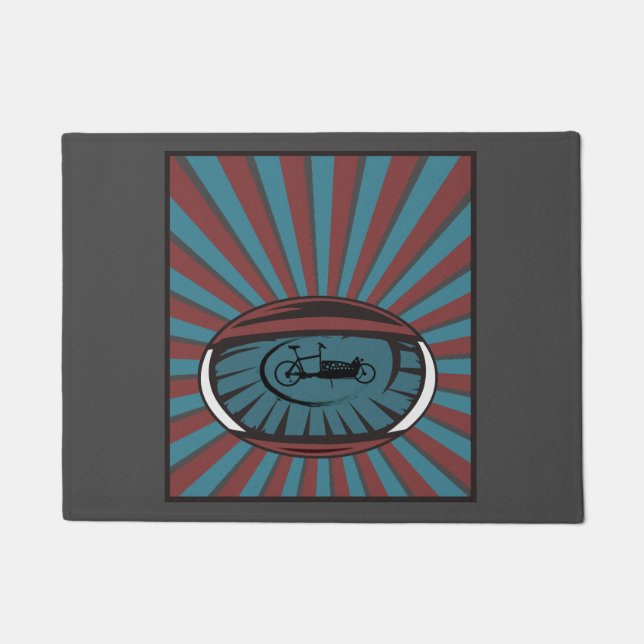 Lastenrad im Auge mit Strahlen ドアマット (正面)