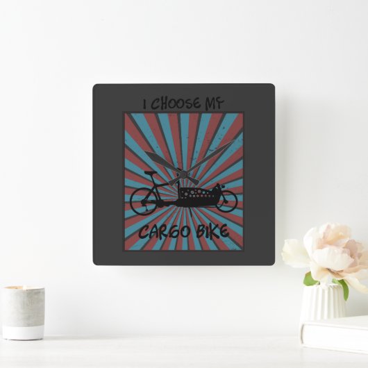 Lastenrad im Auge mit Strahlen und Spruch スクエア壁時計 (ホーム)