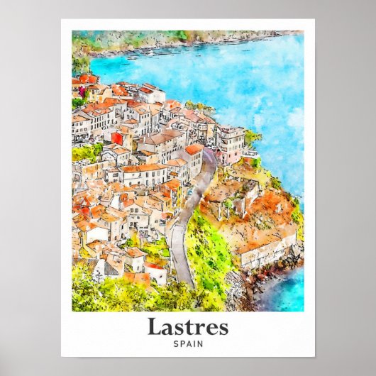 Lastresスペイン旅行水の色の手描き ポスター (正面)