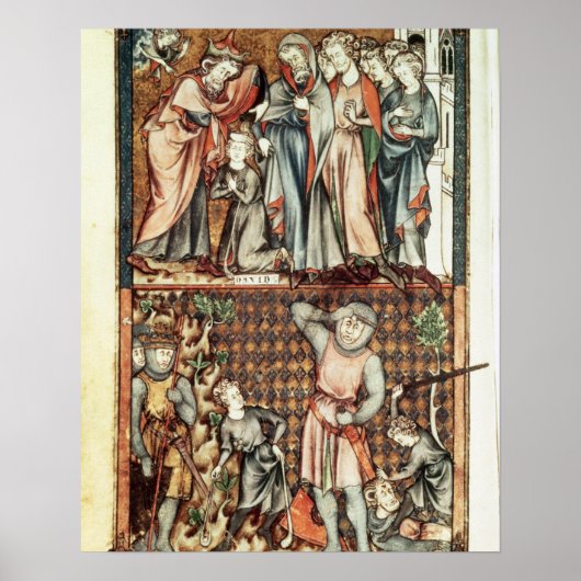 Lat 1023 f.7v DavidとGoliath with Saul by Le Be ポスター (正面)