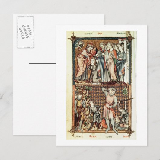 Lat 1023 f.7v DavidとGoliath with Saul by Le Be ポストカード (正面/裏面)