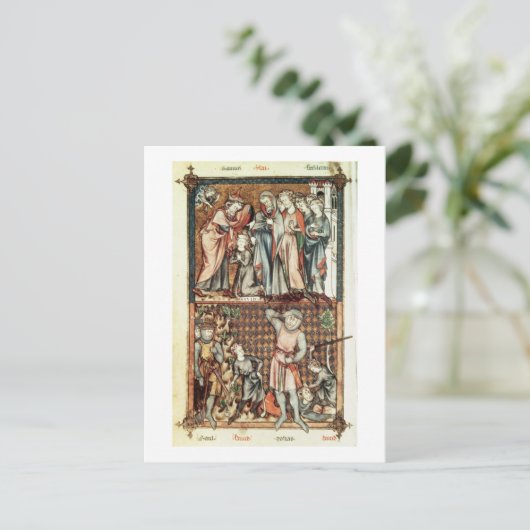 Lat 1023 f.7v DavidとGoliath with Saul by Le Be ポストカード (スタンド正面)