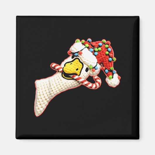 Latch Hook Faux Yarn Funny Goose Christmas Crochet マグネット (正面)